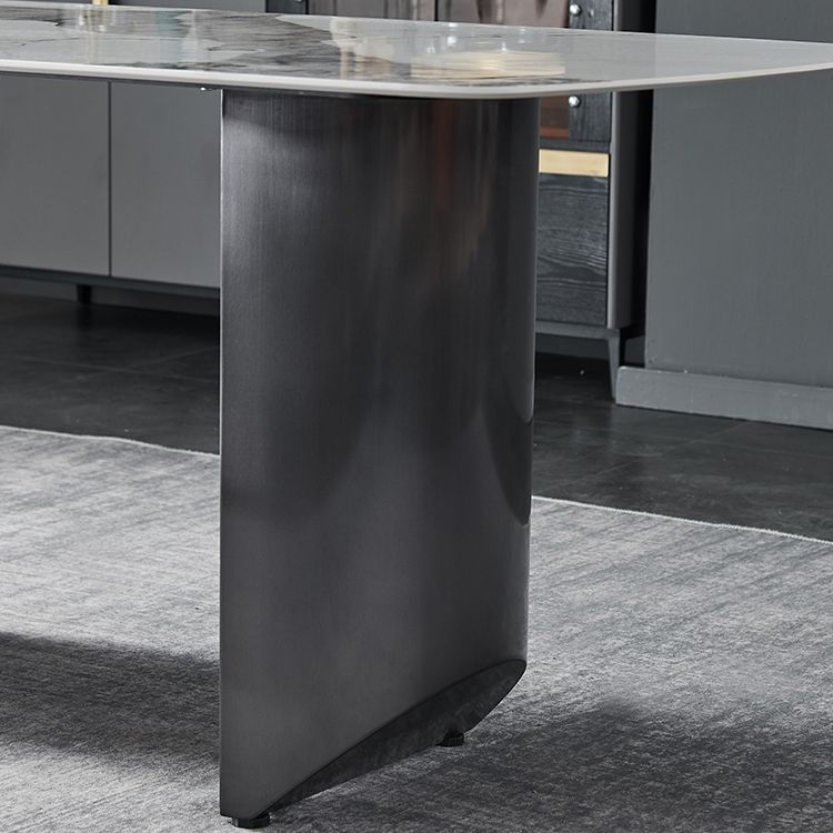 Metal Traditional Luxury Rectangle Table Sintered Stone Top Indoor Table for Home
