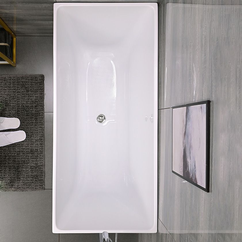Acrylic Back to Wall Bathtub Rectangular Modern Soaking Bath Tub