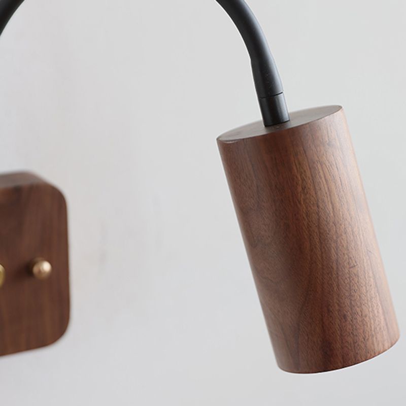 Modern Wooden Shade Wall Lighting Fixtures Cylinder Shade Wall Lamp for Bedroom