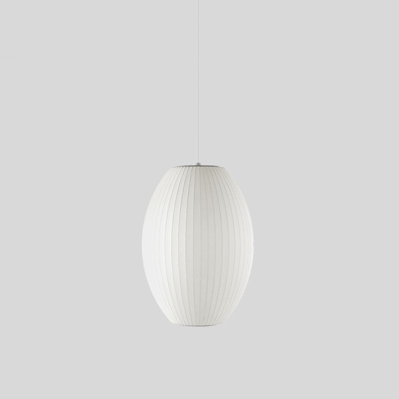 Modern Style White Hanging Lamps Fixtures Fabric 1-Light Ceiling Pendant Lighting