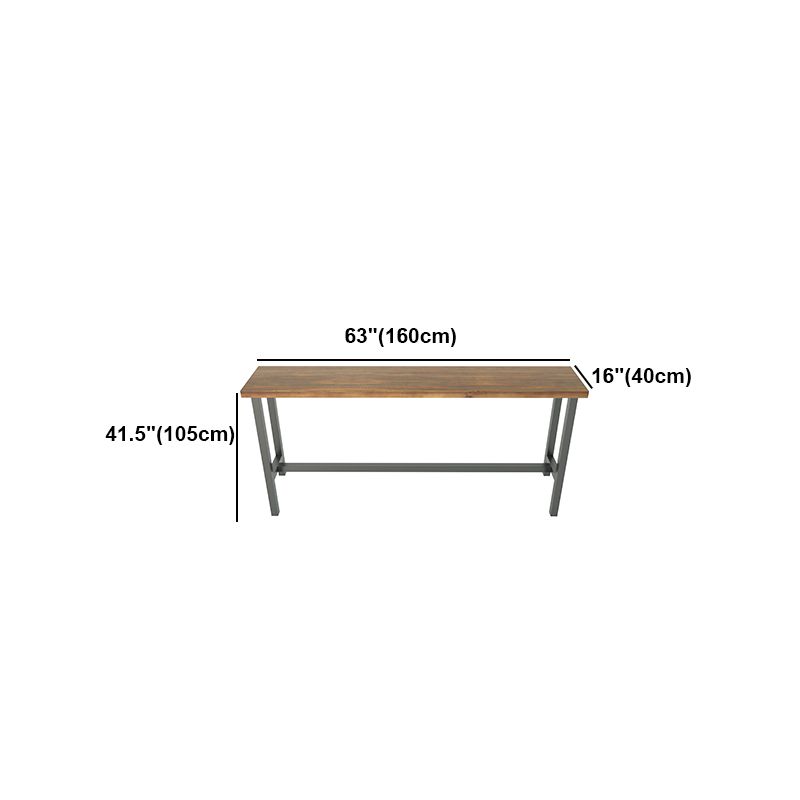 Brown Modern Style Bar Table Pine Wood and Iron Outdoor Bar Table