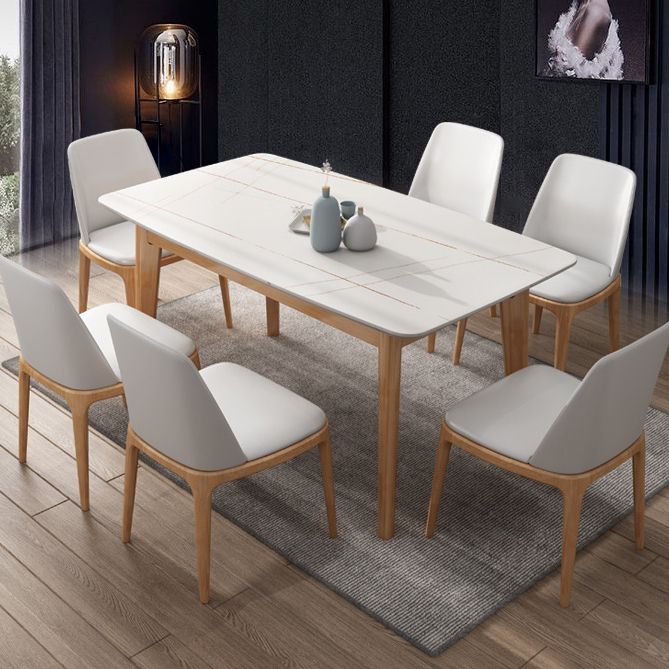 Stone Rectangle Dining Table Mid-Century Modern Dining Table with 4 Legs
