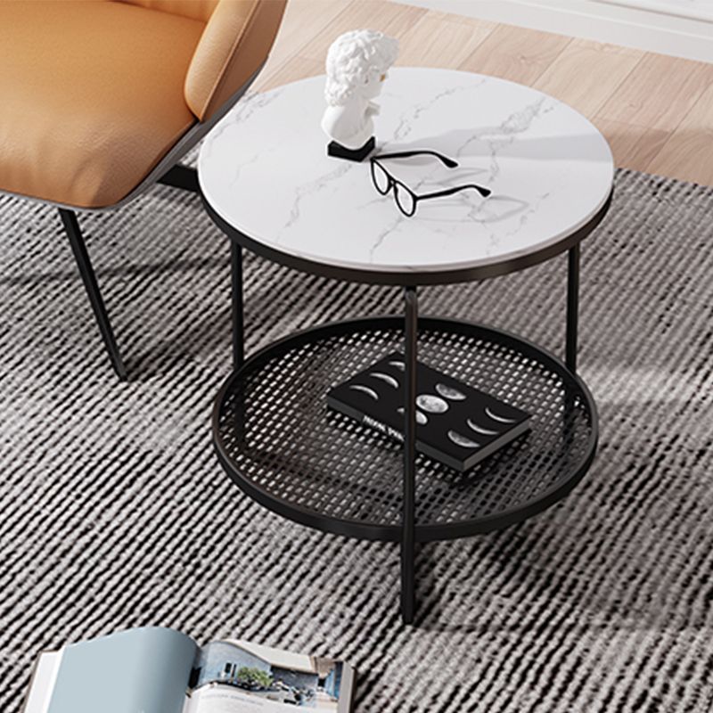 21"H Contemporary Cocktail Table Storage Round Coffee Cocktail Table