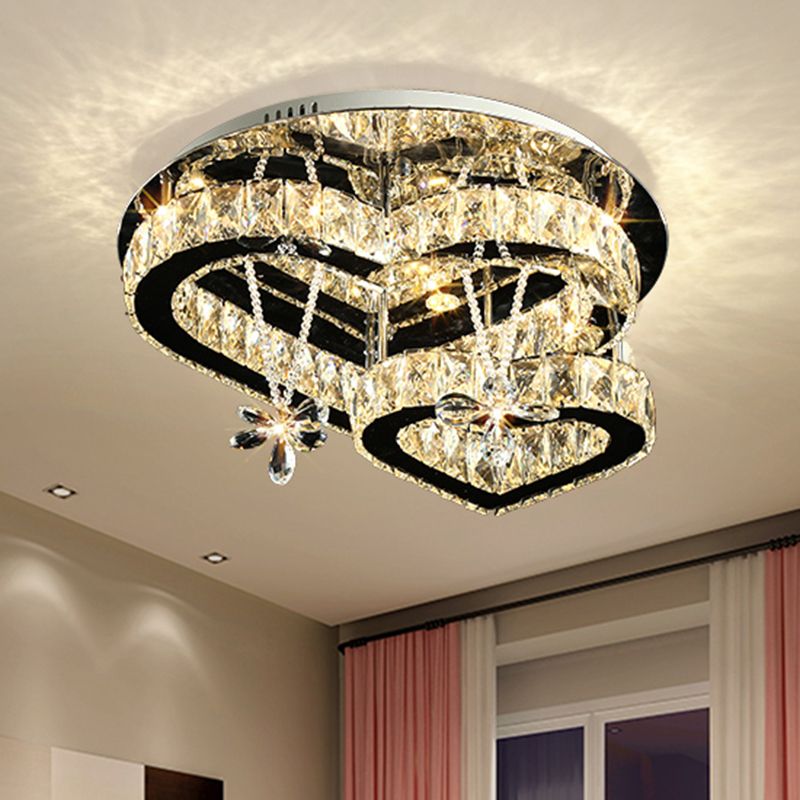 K9 Crystal Heart LED Semi Flush Mount Modern Edelstahl Flushmount Deckenleuchte