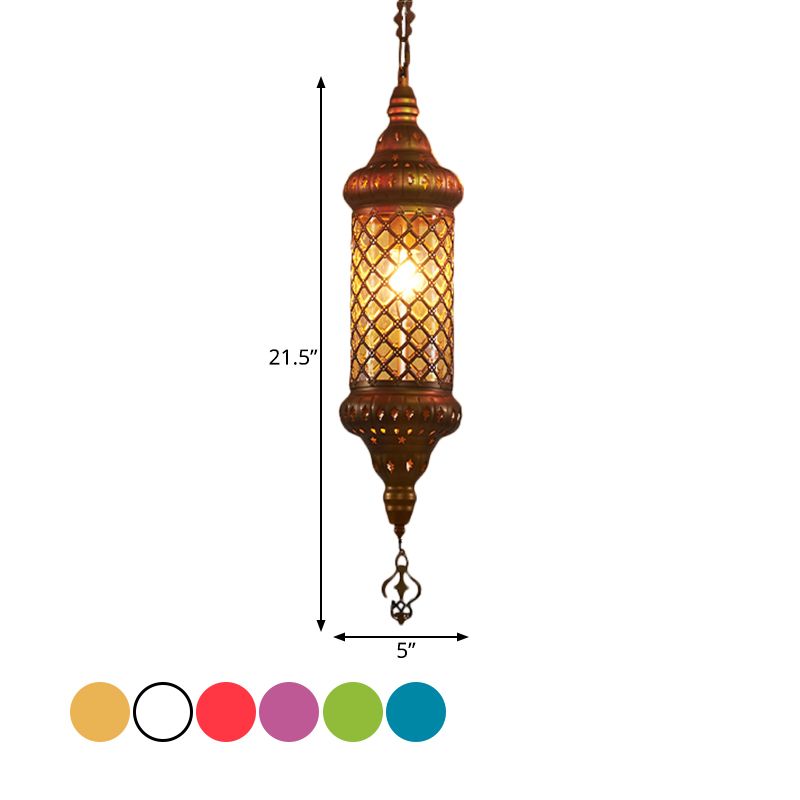 1 lanterne de bulbe suspension suspension à la lampe de suspension de suspension de plafond rouge / jaune / jaune / bleu