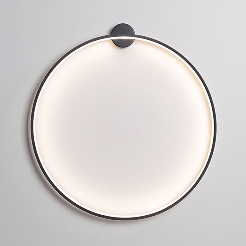 Metal Round Shape Wall Light Modern 1-Light Wall Mounted Light Fixture in Black