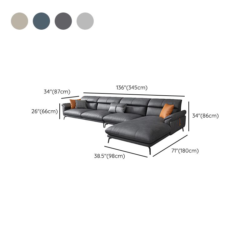 Modernism Flared Arm Sectional 4-Seater Faux Leather Sectional