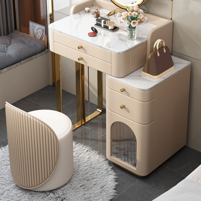 5 Storage Drawers Makeup Vanity Desk Stone Top Dressing Table