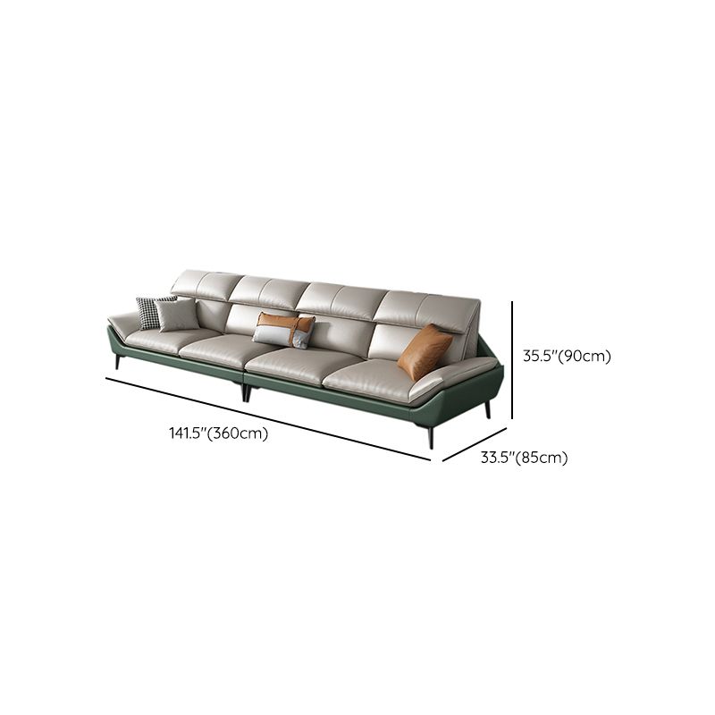 Foam Solid Color Flared Arm Waterproof Genuine Leather Sofa for Home