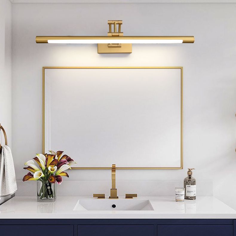 Modern Luxury Style Cylindrical Flush Mount Wall Sconce Copper Wall Mounted Vanity Lights in Gold Finish