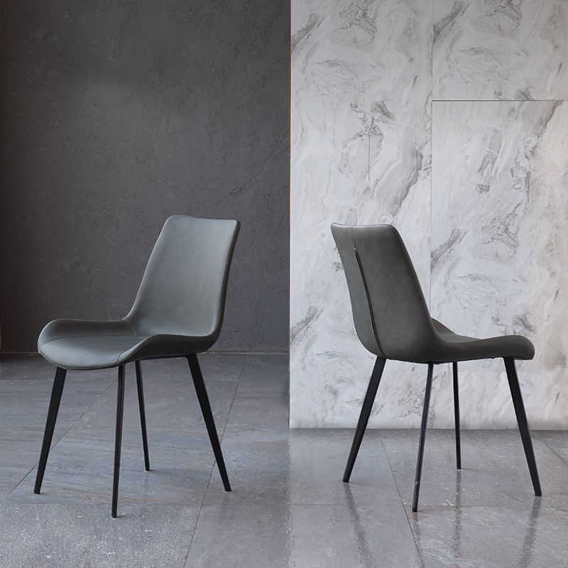 Contemporary Side Chair Metal Solid Back Dining Room Chair for Brasserie