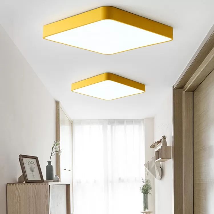 Lámpara de techo LED acrílica de estilo nórdico con luz empotrada cuadrada delgada para pasillo de oficina