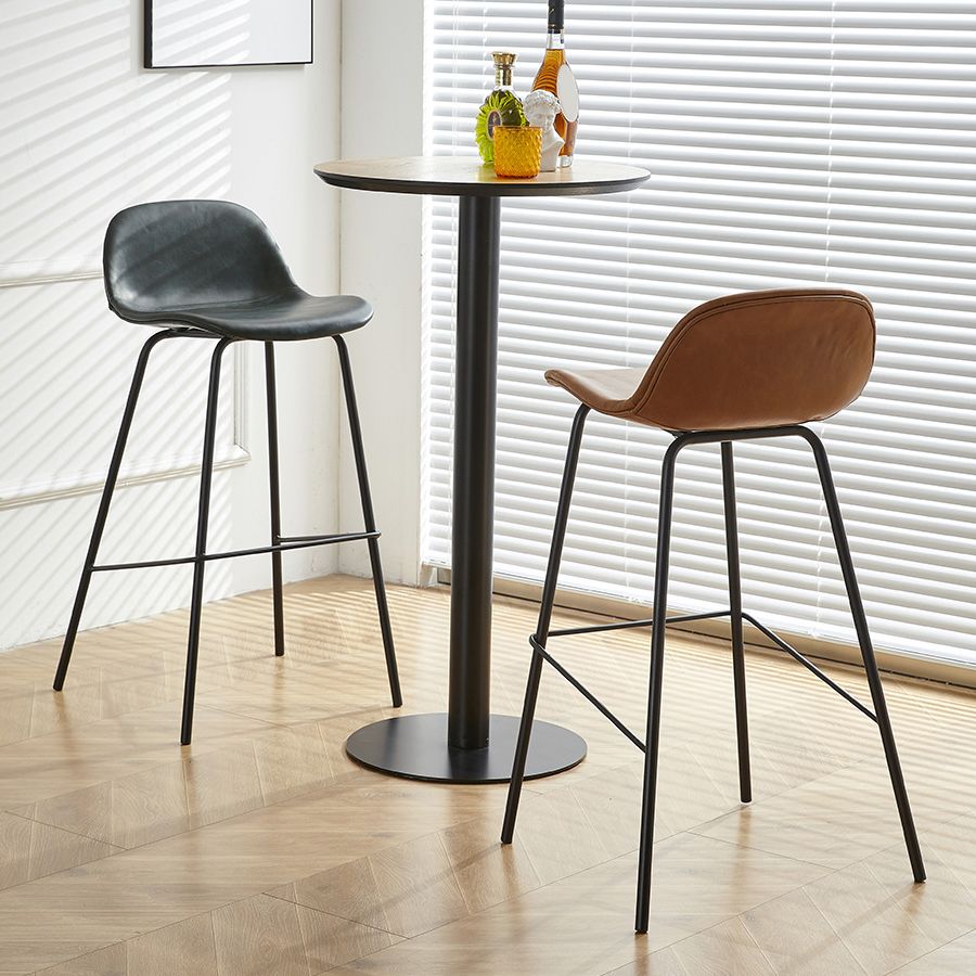 Low Back Dining Stools Faux Leather Bar Stools with Metal Base