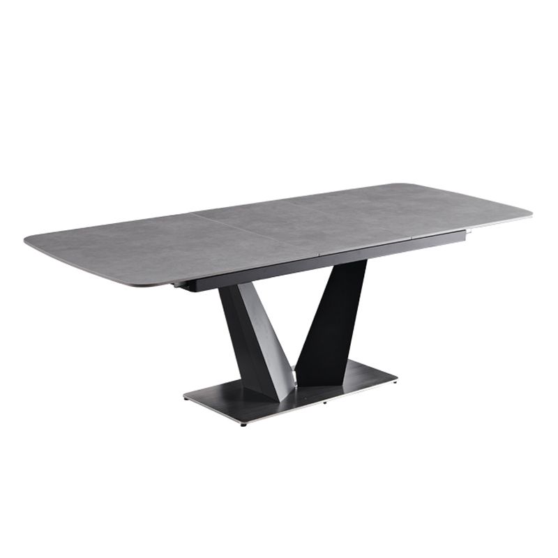 Contemporary Pedestal Dinner Table Stone Dining Table Rectangle for Home