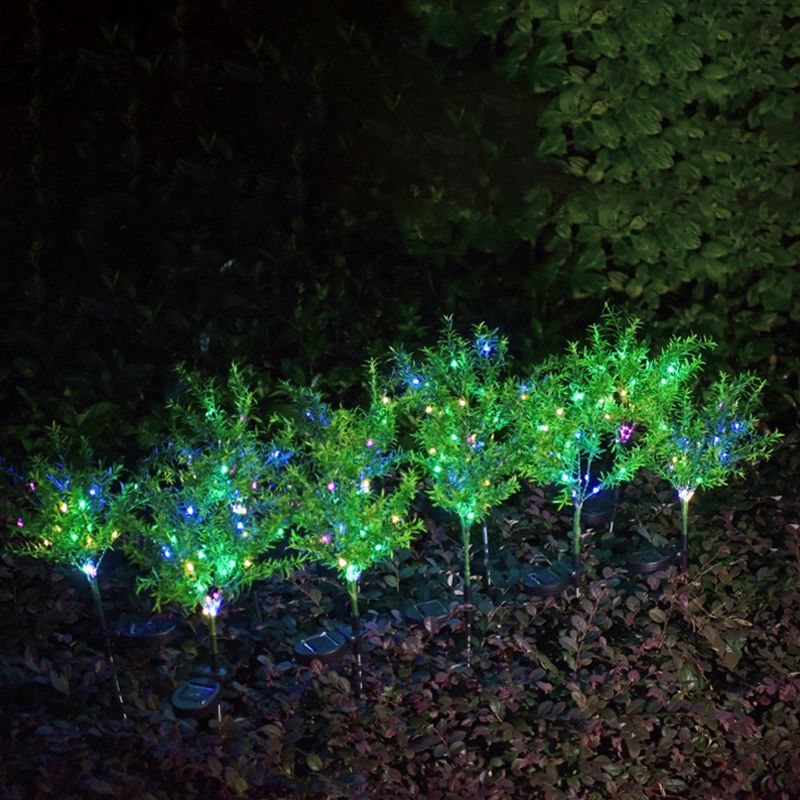 Artificial Christmas Tree Plastic LED Lawn Lighting Artistic Green Solar Stake Light for Courtyard