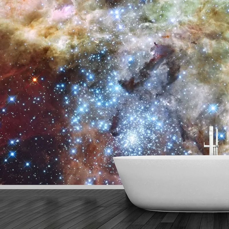 Cool Nebula Wall Mural Decal for Accent Wall, Brown, Personalized Size Available