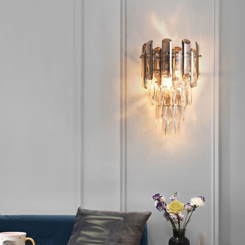 Crystal Shade Wall Light Fixture Postmodern Wall Light Sconce for Bedroom