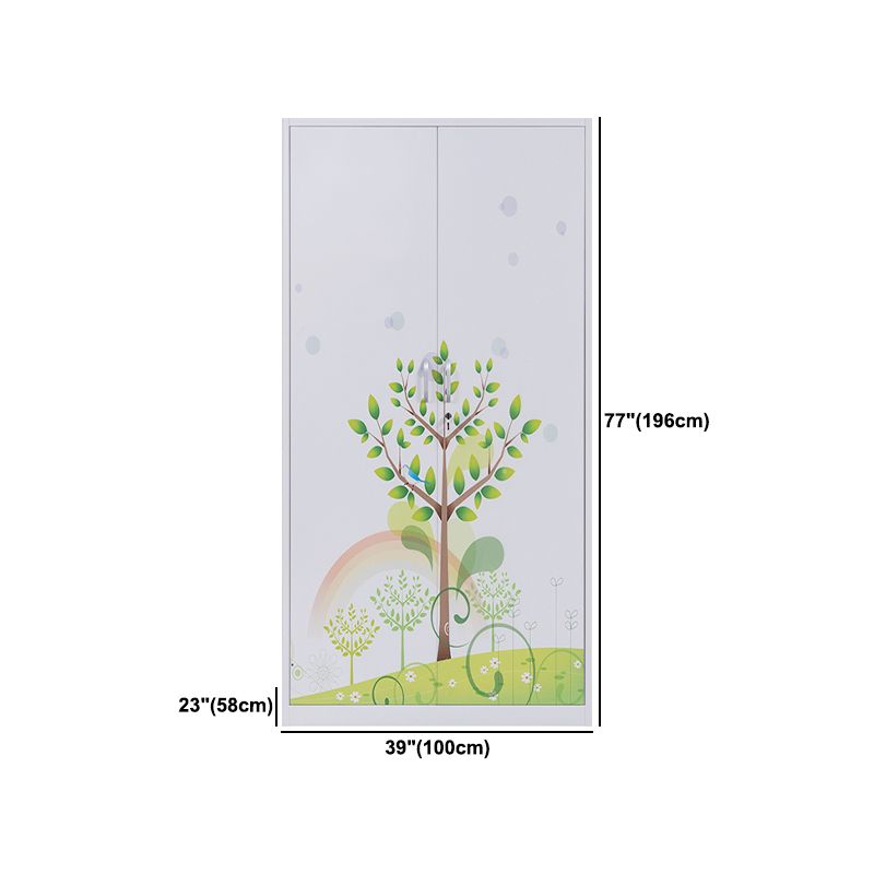 Contemporary Two Doors Wardrobe Armoire Steel Wardrobe Closet