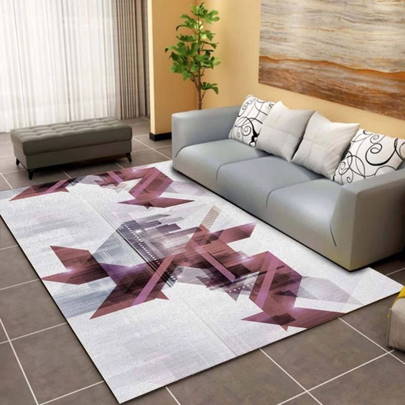 Modern Living Room Rug Multi Color Geometric Print Area Carpet Synthetics Non-Slip Backing Easy Care Rug