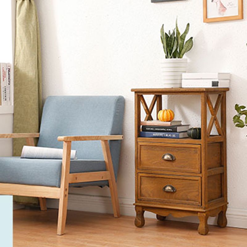 Modern Wood Accent Chest with Drawers and Shelf 11.81" Wide Chest