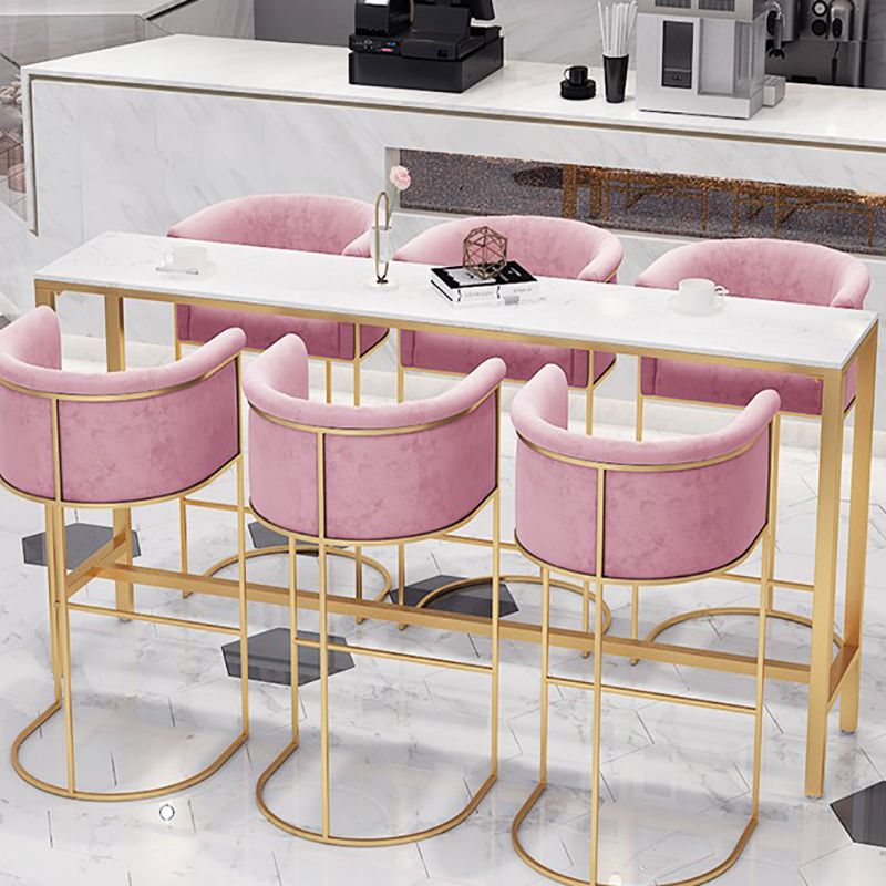 Glam Pub Table Faux Marble Rectangle Bar Table for Breakroom