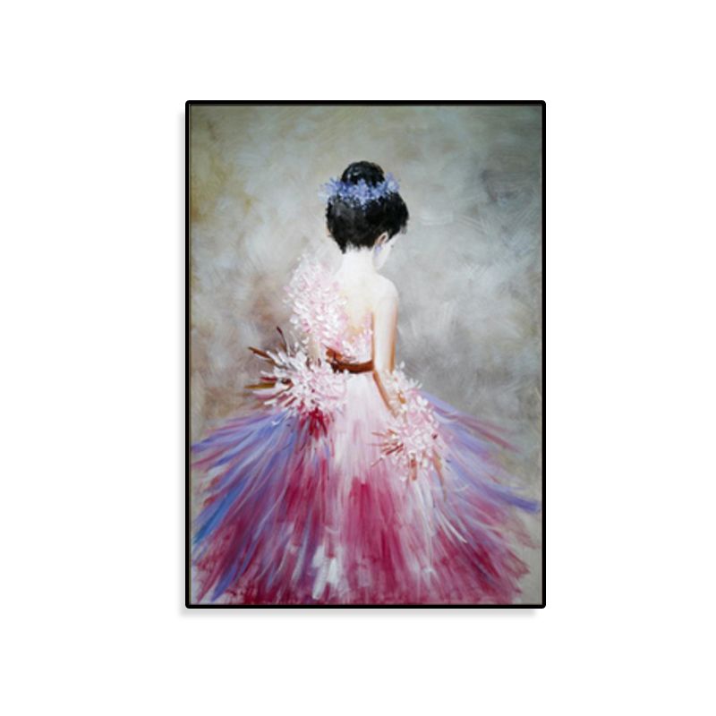 Dance Girl in Dress Canvas Print Soft Color Glam Style Painting for Living Room