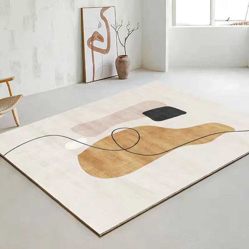 Beige Simplicity Teppich Polyester Linie Teppich Färbung widerstandsfähiger Teppich für Wohnzimmer