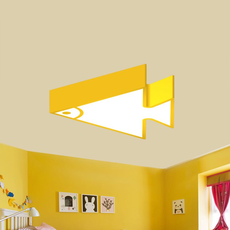 18"/22" Wide Kids LED Flush Mount Pink/Green/Blue Triangle-Fish Shaped Ceiling Light with Acrylic Shade