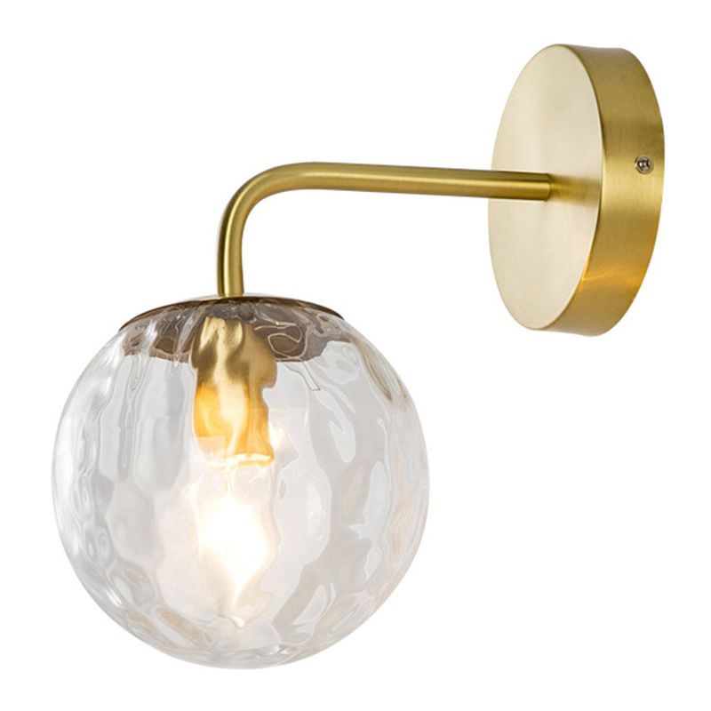 Modern Metal Wall Sconce Ball Shape Vanity Lamp with Glass Shade for Bathroom