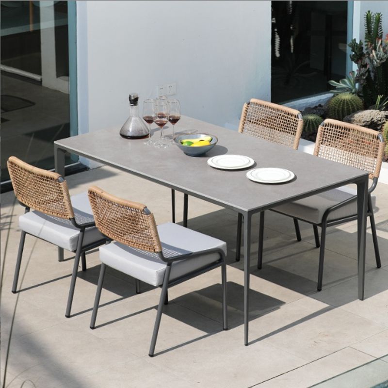 Tropical Patio Dining Chair with Rattan Back Outdoors Dining Chairs