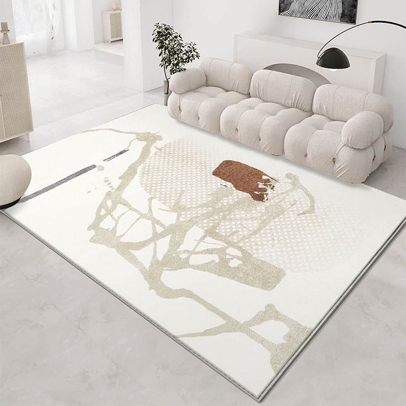 Apricot Line Rug Polyester Modern Rug Washable Rug for Living Room