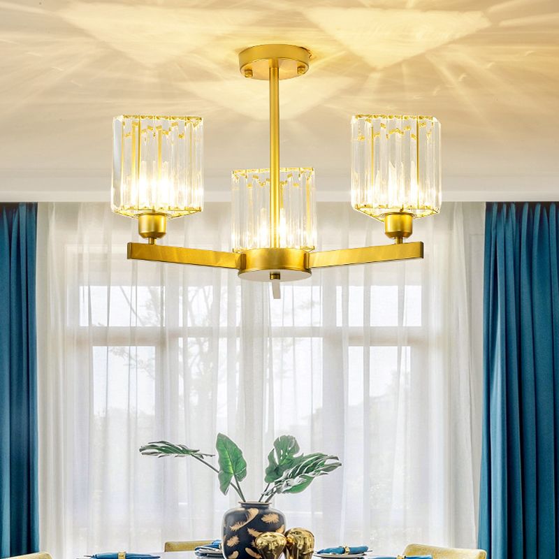 Gold 3/6 Köpfe hängen Kristallkristalldreieck Prismen Anhänger Licht für Schlafzimmer