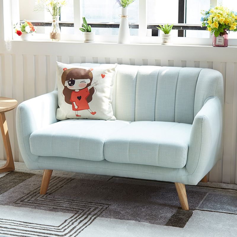 Cotton Blend Pillows Tuxedo Arm Settee Loveseat for Two People