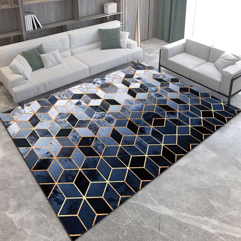 Zwart Modern Area Tapijt Geometrische print Polyester Area Tapijt Stain Reisistant Rug voor Home Decor