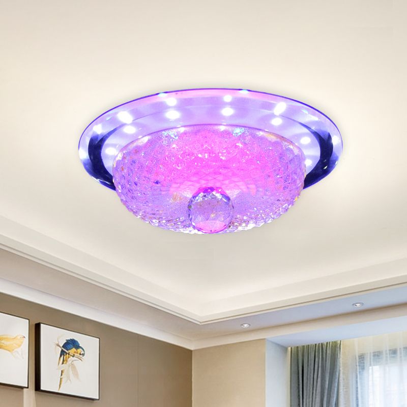 Tan / Silver Bowl encastré luminaire moderne prisme cristal LED couloir rond Design plafonnier