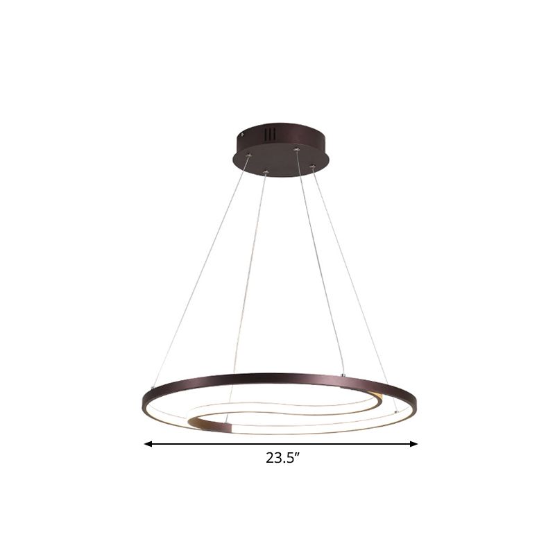 Moderne ring hangende lamp eigentijdse metalen led koffie plafond kroonluchter in warm/wit licht, 23,5 "/30" w
