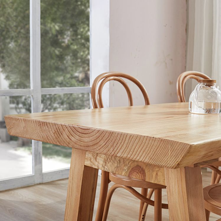Solid Wood Rectangle Dining Table Modern Contemporary Pine Wood Table with 4 Legs