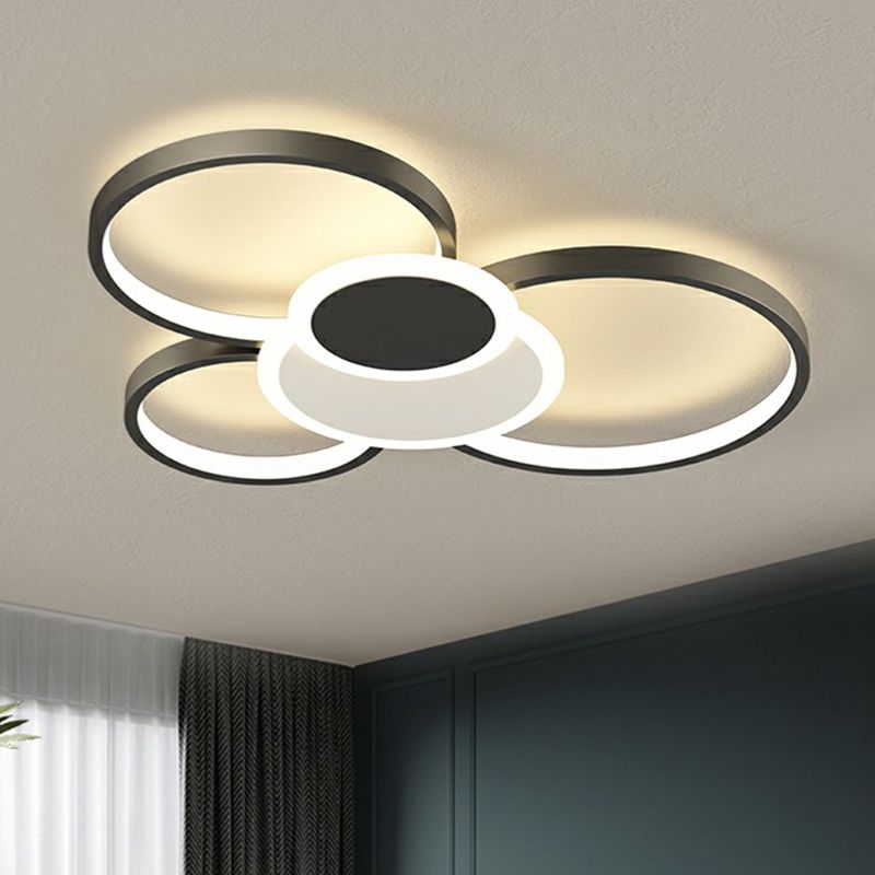 Metal Frame Flush-Mount Light Fixture Minimalism LED Ceiling Lamp for Living Room