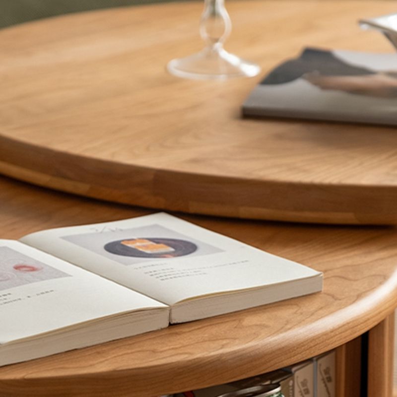 Contemporary Coffee Table Round Solid Wood Coffee Cocktail Table
