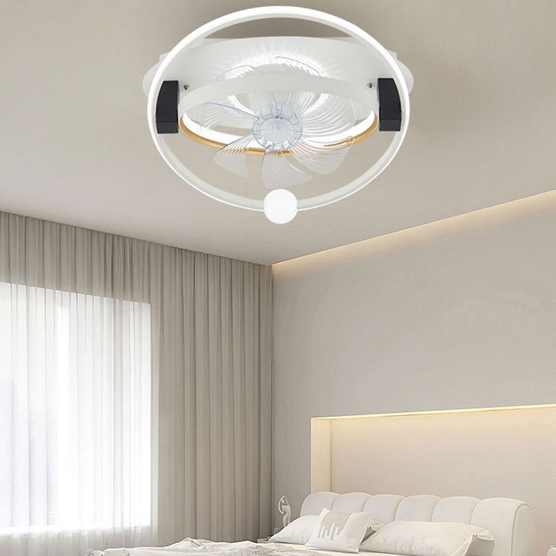 Metal Round Shape Ceiling Fan Modern Style 4 Lights Ceiling Fans Fixtures