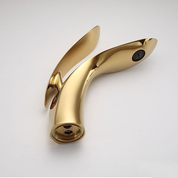 Brass 1 Hole Basin Faucet Lever Handle Sink Faucet Circular Modern Faucet for Bathroom