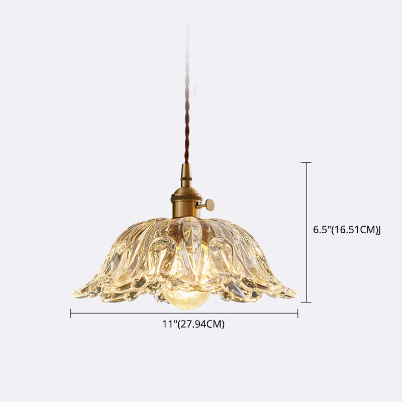 Flower Shape Shade Ceiling Pendant Lamp  Vintage Industrial  Clear Glass Indoor  Hanging Light