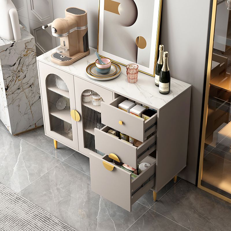 Modern Sideboard in White Solid Wood Dining Sideboard with Doors for Living Room