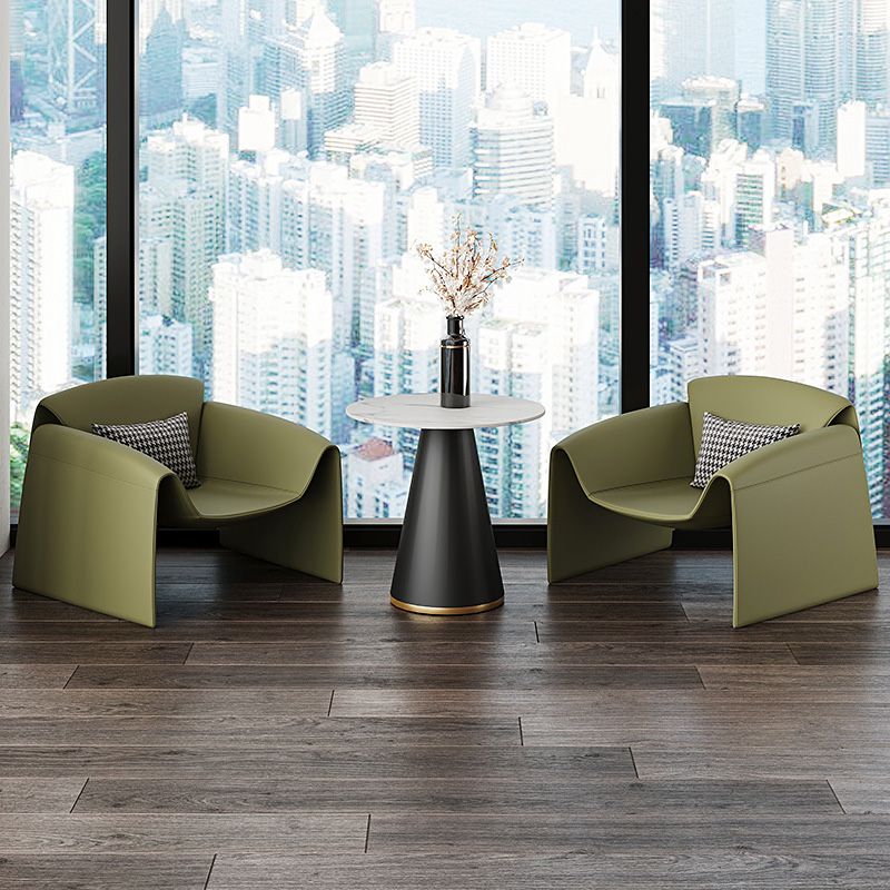 Fixed Back Sled Arms Armchair Mid-century Modern Accent Armchair