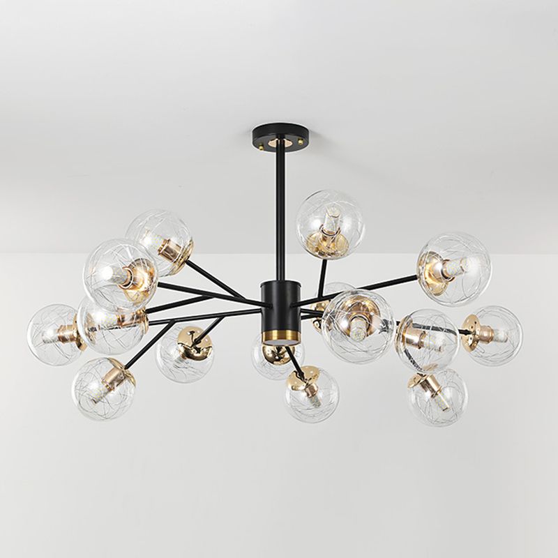 Contemporary Sphere Chandelier Lights Glass Chandelier Pendant Light in Black