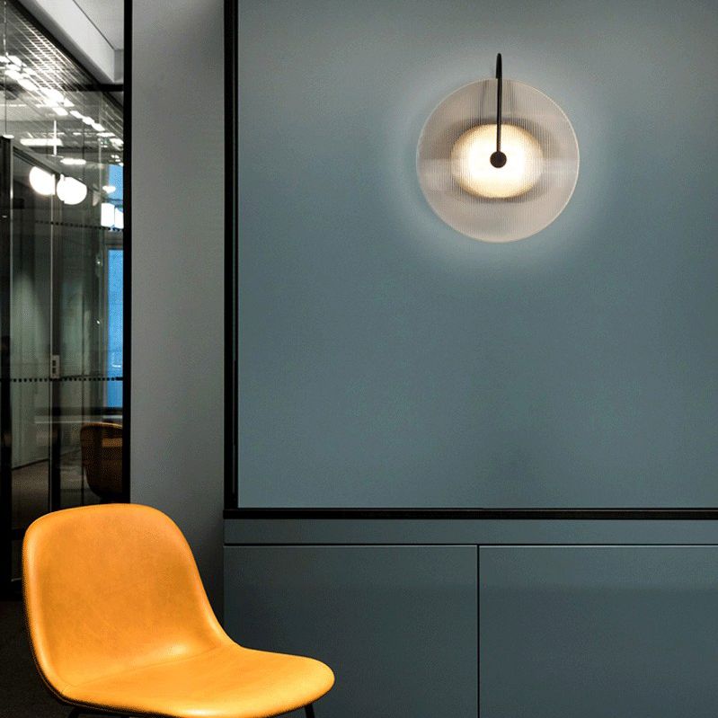 Hedendaagse 1-licht wandkandelcirkelcirkel Glazen wand gemonteerd licht voor woonkamer