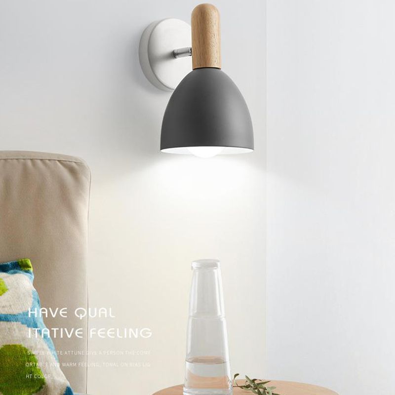 Nordic Style Metal Wall Light Bell Shape Adjustable Wall Lamp for Bedroom
