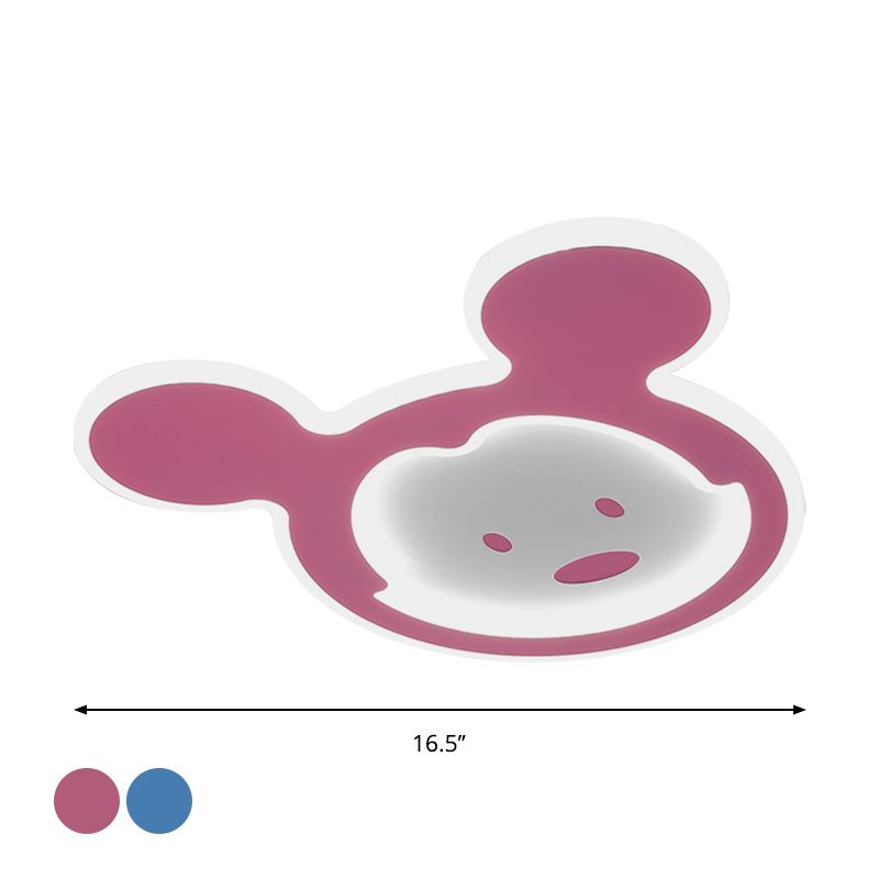 Pink/Blue Mouse Ceiling Flush Mount Kids LED Acrylic Flush Ceiling Light for Kids Bedroom in Warm/White Light