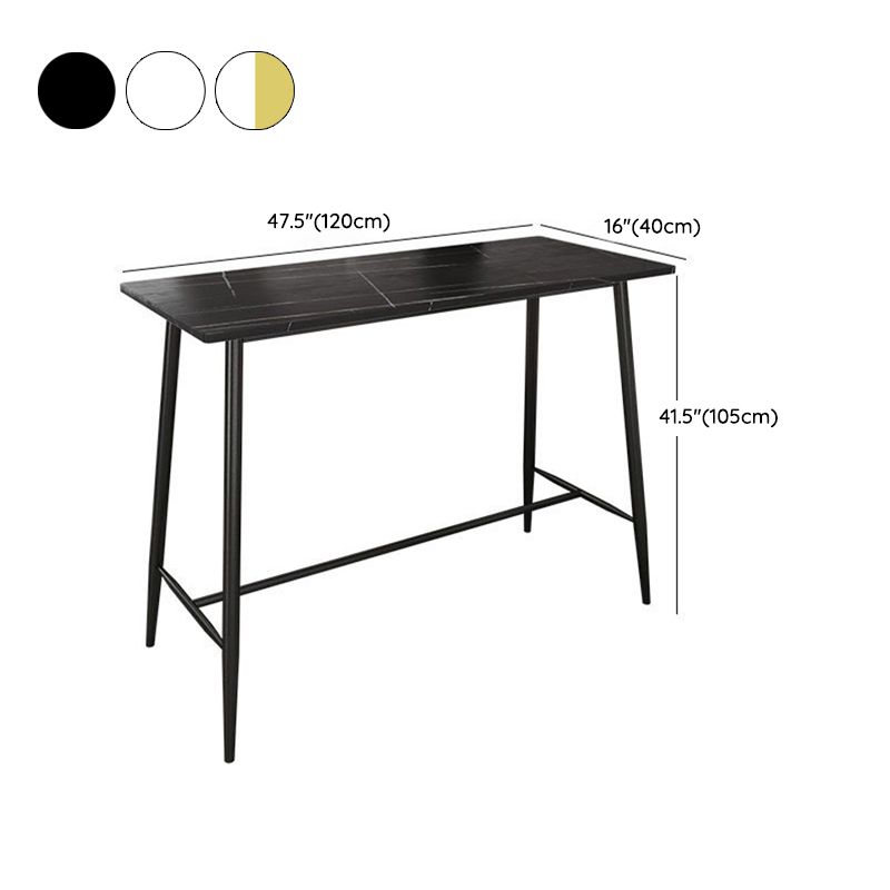 Modern Bar Table Set 1/2/3 Pieces Stone Rectangle Bar Set with Upholstered Stools