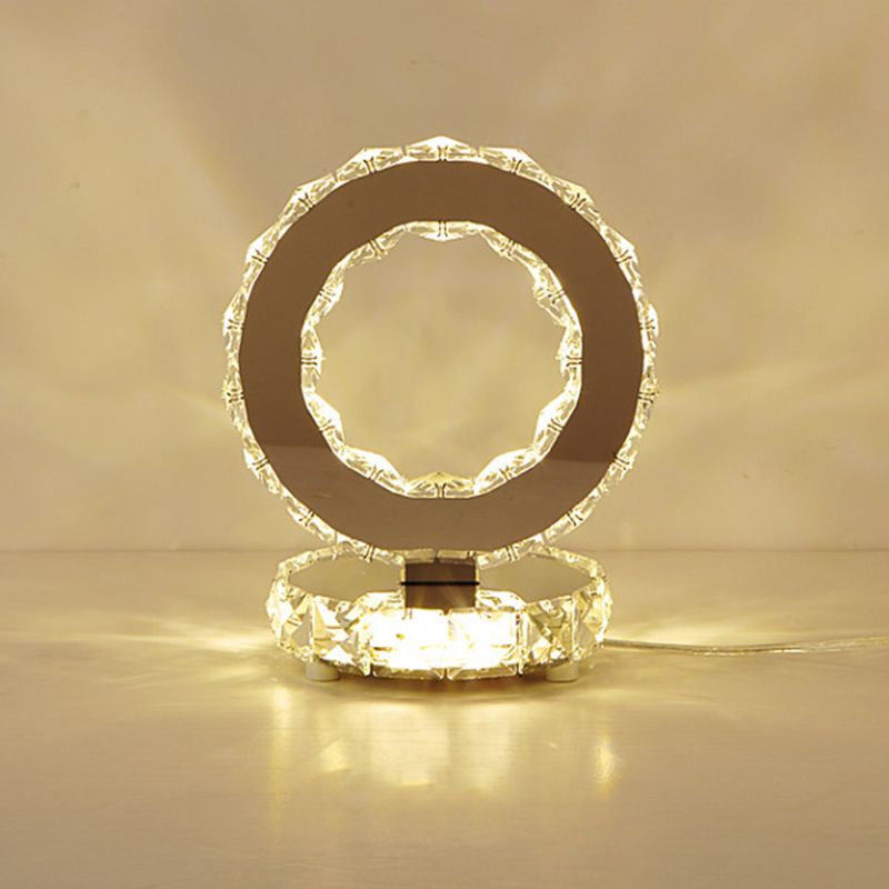 Luce da tavola a forma di ruota a forma di panoramica a LED CRIDULATO CRIDULATO CONTEMINGARE LAMPAGNO NOTTE NOTTE NOTTE IN CHROME, LUCE COLDA/BIANCA